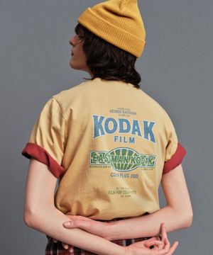 스노우 워싱 그래픽 반팔 티셔츠 우먼 YELLOW