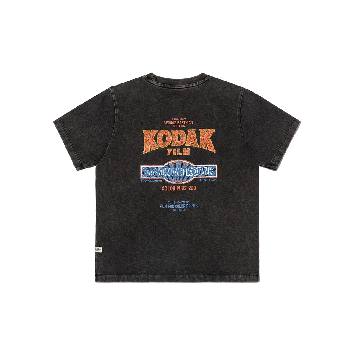 코닥(KODAK) 스노우 워싱 그래픽 반팔 티셔츠 우먼 BLACK