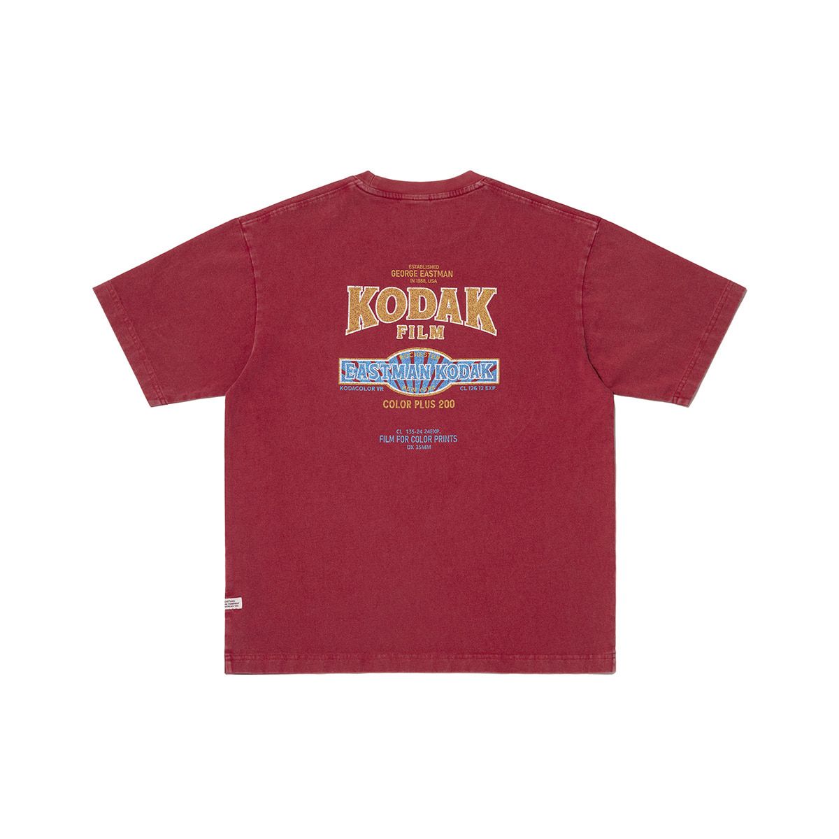 코닥(KODAK) 스노우 워싱 그래픽 반팔 티셔츠 RED