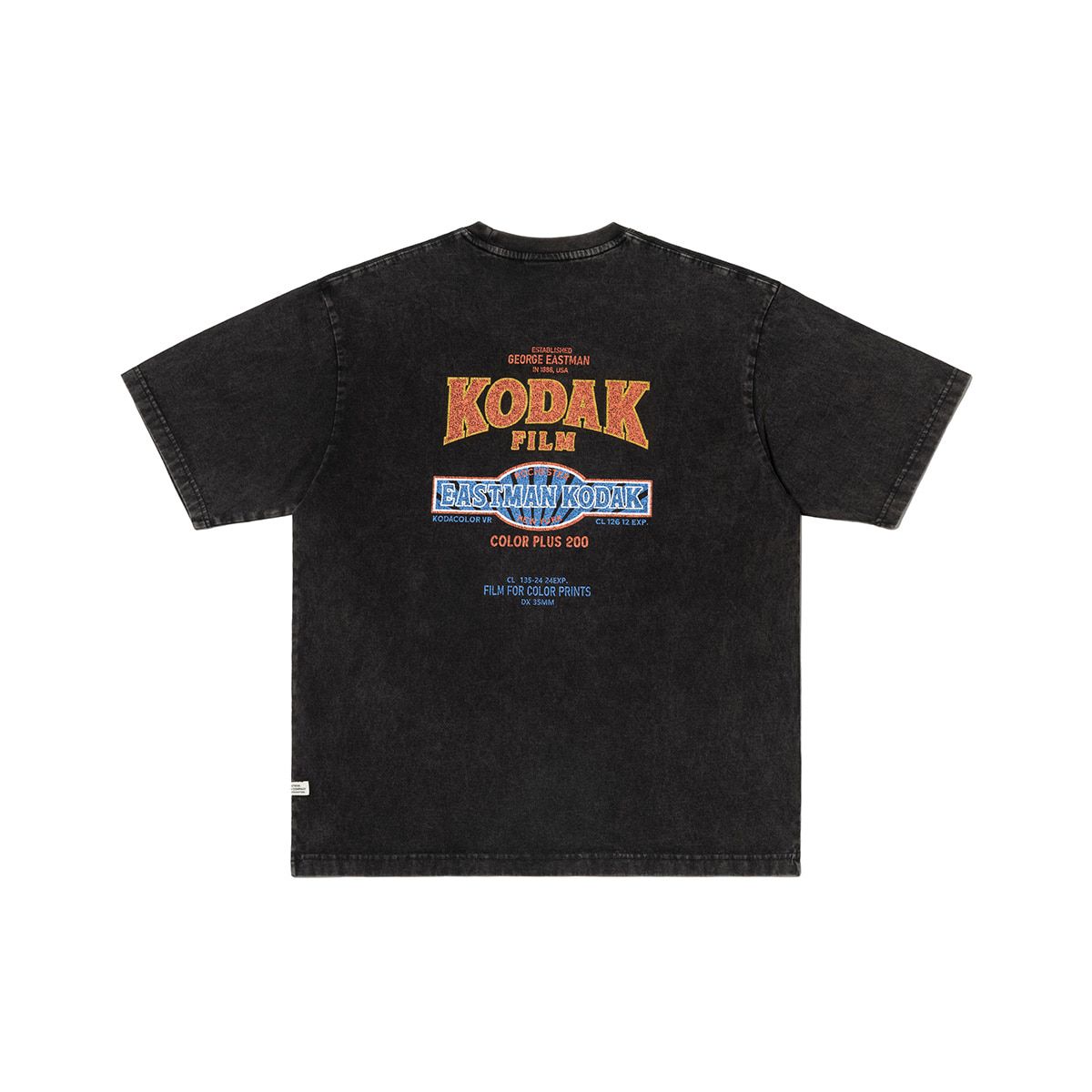 코닥(KODAK) 스노우 워싱 그래픽 반팔 티셔츠 BLACK