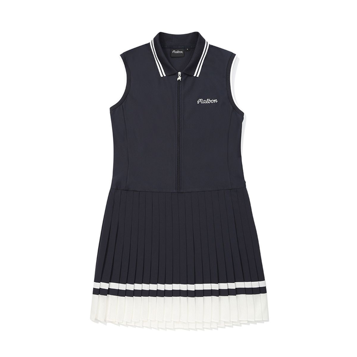 말본 골프(MALBON GOLF) 슬리브리스 잔플리츠 원피스 NAVY (WOMAN)