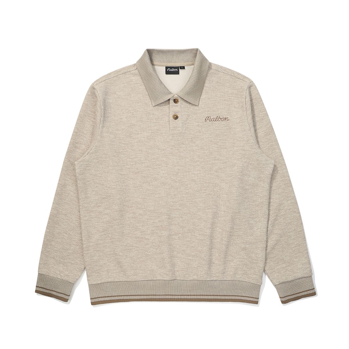 말본 골프(MALBON GOLF) 니트라이크 트레블 긴팔 티셔츠 BEIGE (MAN)
