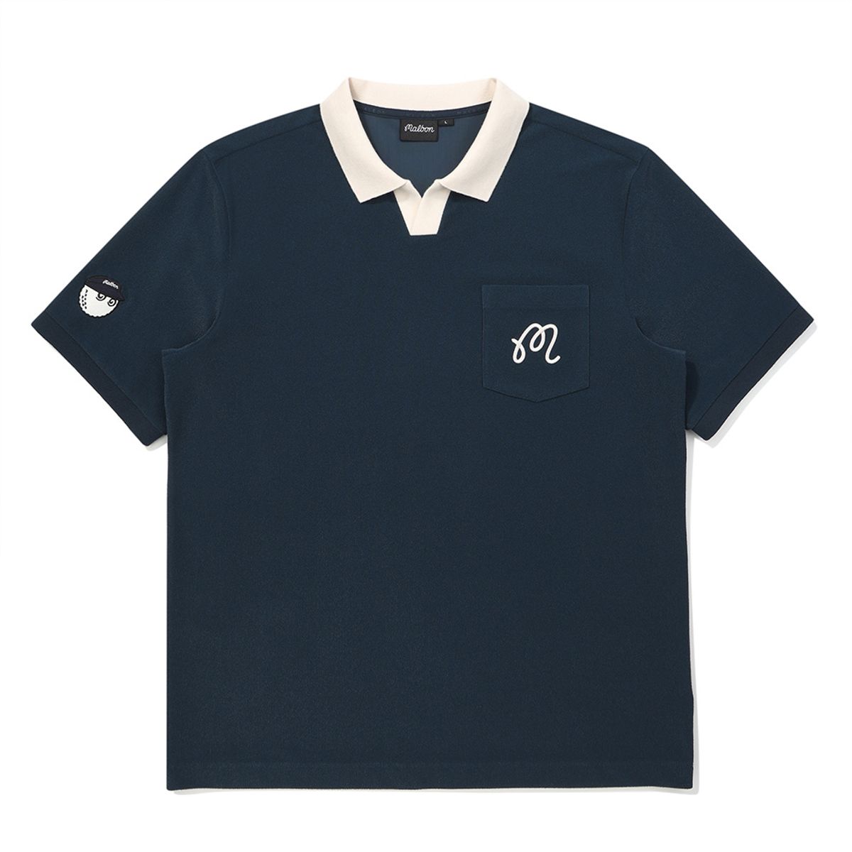 말본 골프(MALBON GOLF) 프리미엄 테리소재 오픈넥 티셔츠 NAVY (MAN)