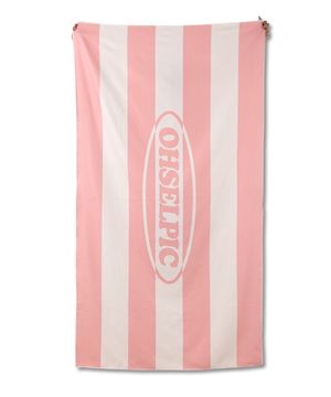레트로 스트라이프 비치타올_멜로우 코랄