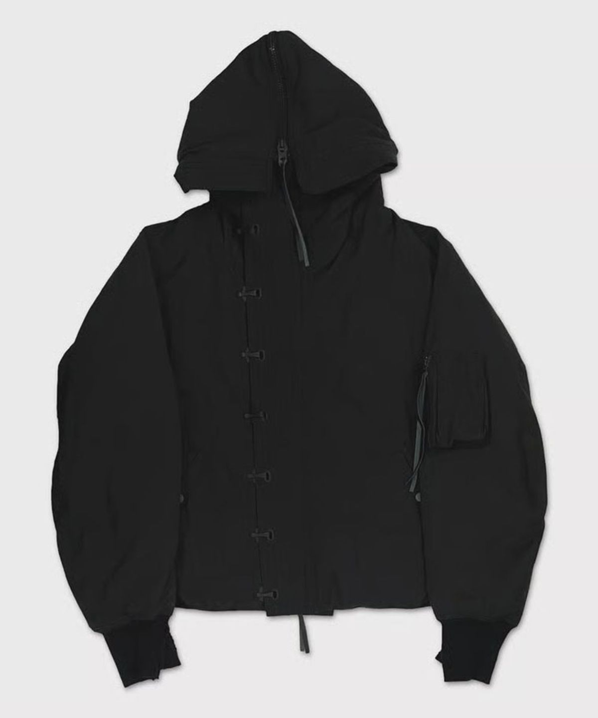 마이너스(MINUS) Flight Bomber With Hook DEADSTOCK(VEGETABLE DYED NYLON) - BLACK