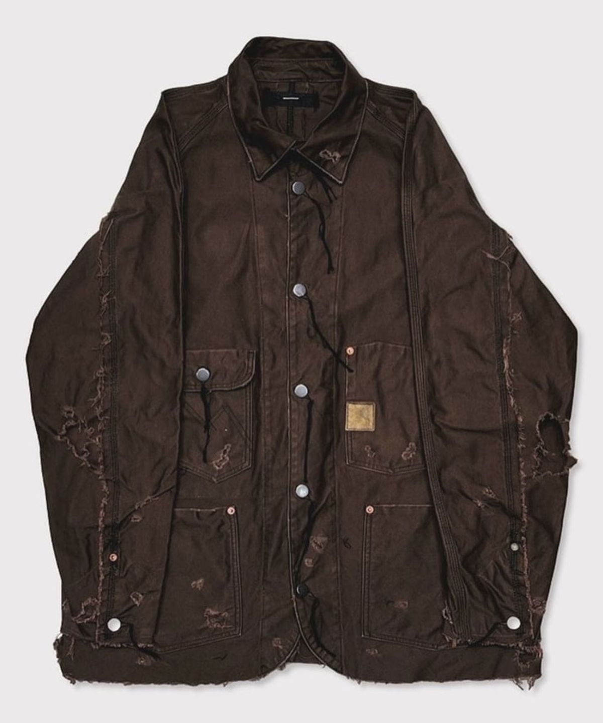 마이너스(MINUS) Chore Jacket With Damaged(PIGMENT DYED MOLESKIN) - MOCHA
