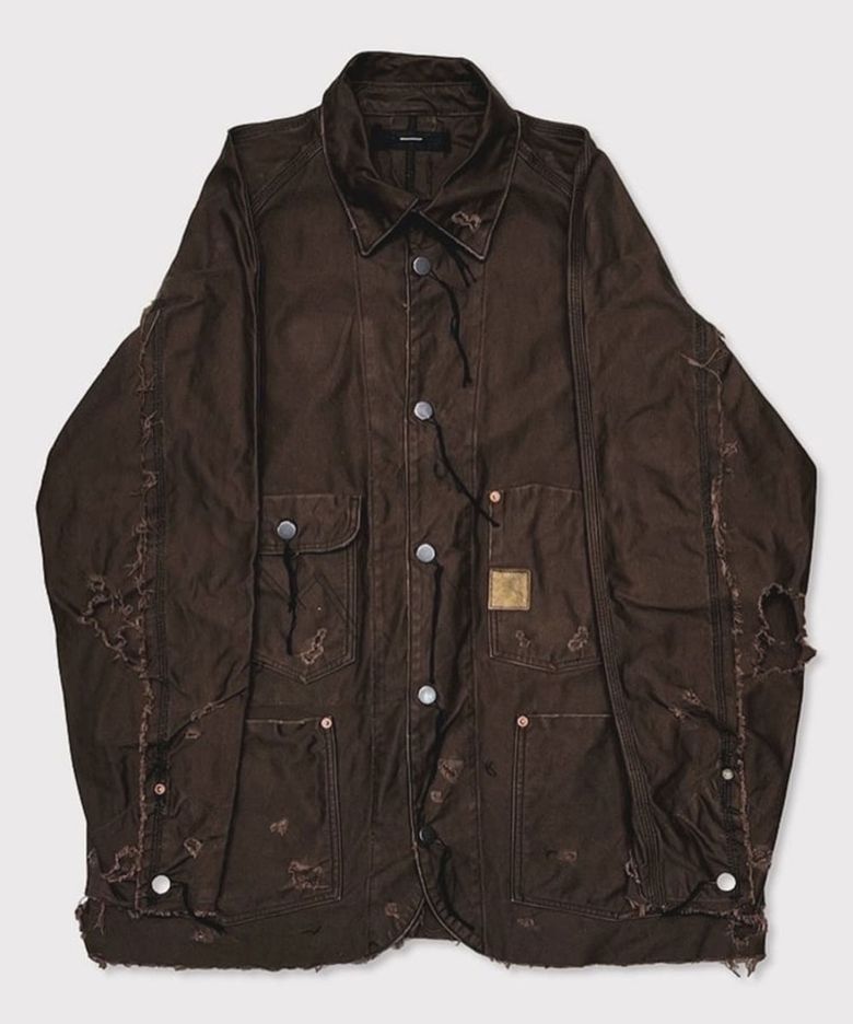 Chore Jacket With Damaged(PIGMENT DYED MOLESKIN) - MOCHA