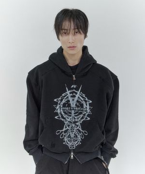 darkness scissors hoodie zip-up (black)