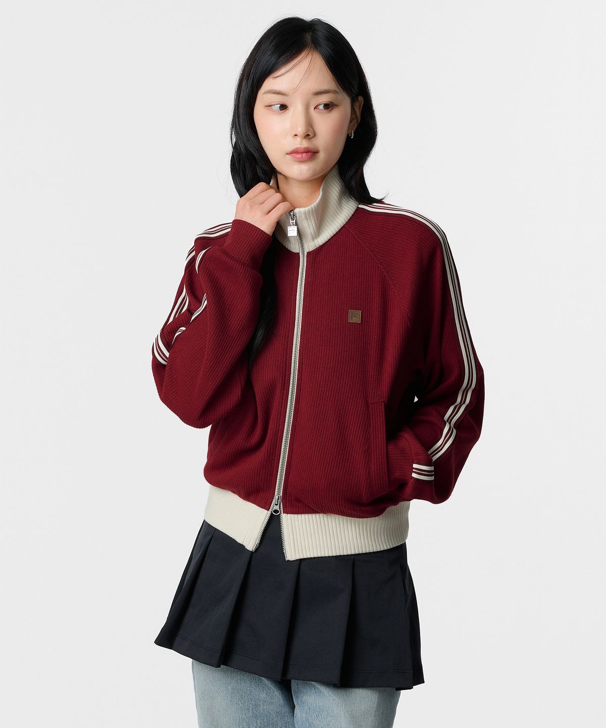 휠라(FILA) 1911 여성 니트트랙 집업 버건디