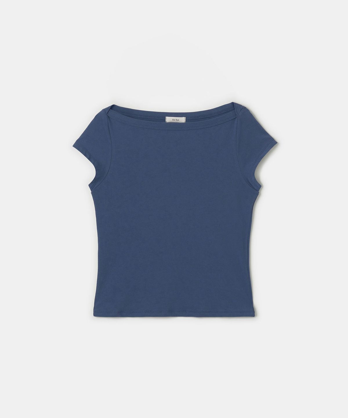 더라이(THERYE) Boat-Neck Shoulder T-shirt(Blue)