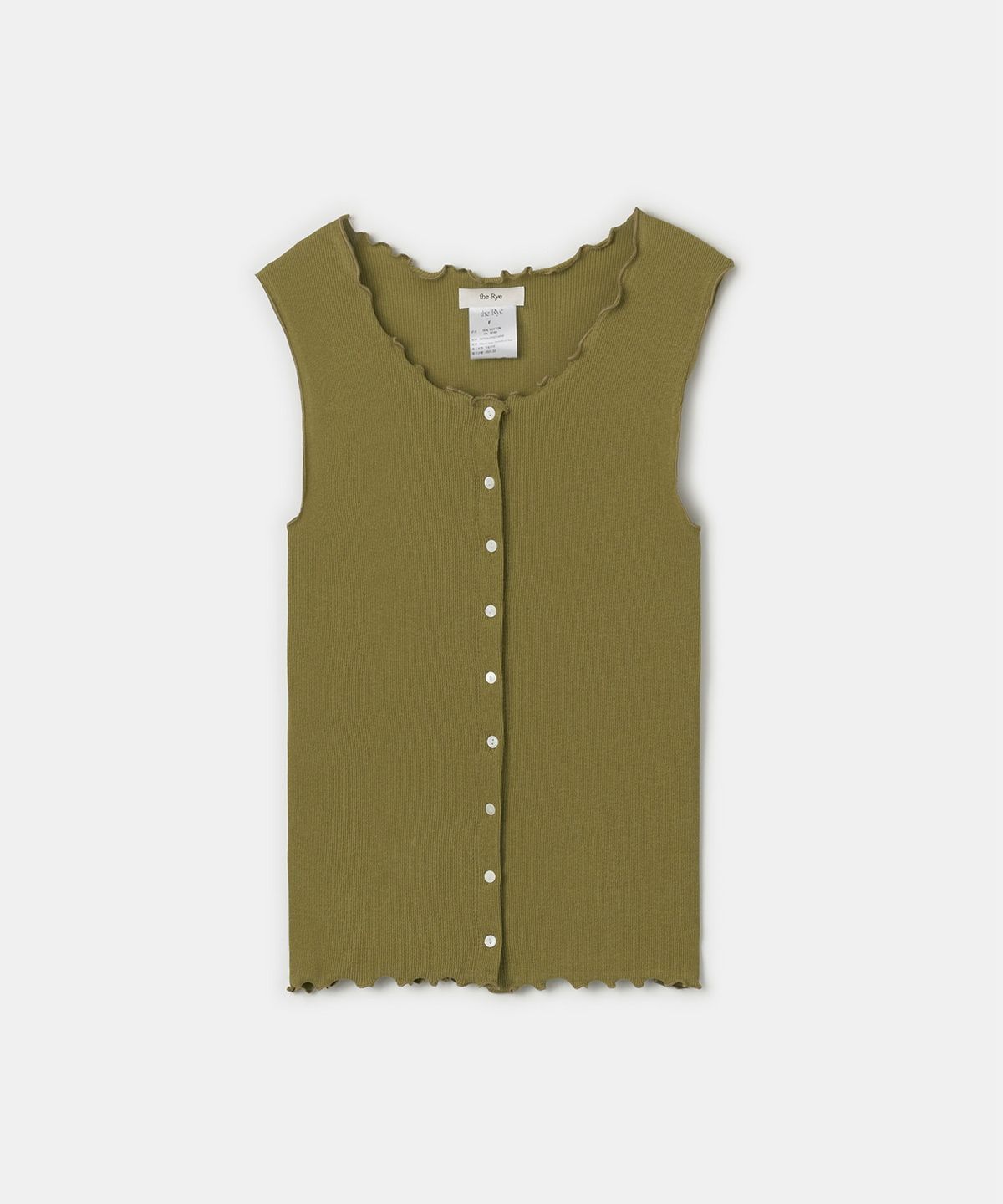 더라이(THERYE) Ribbed Open Sleeveless(Olive)