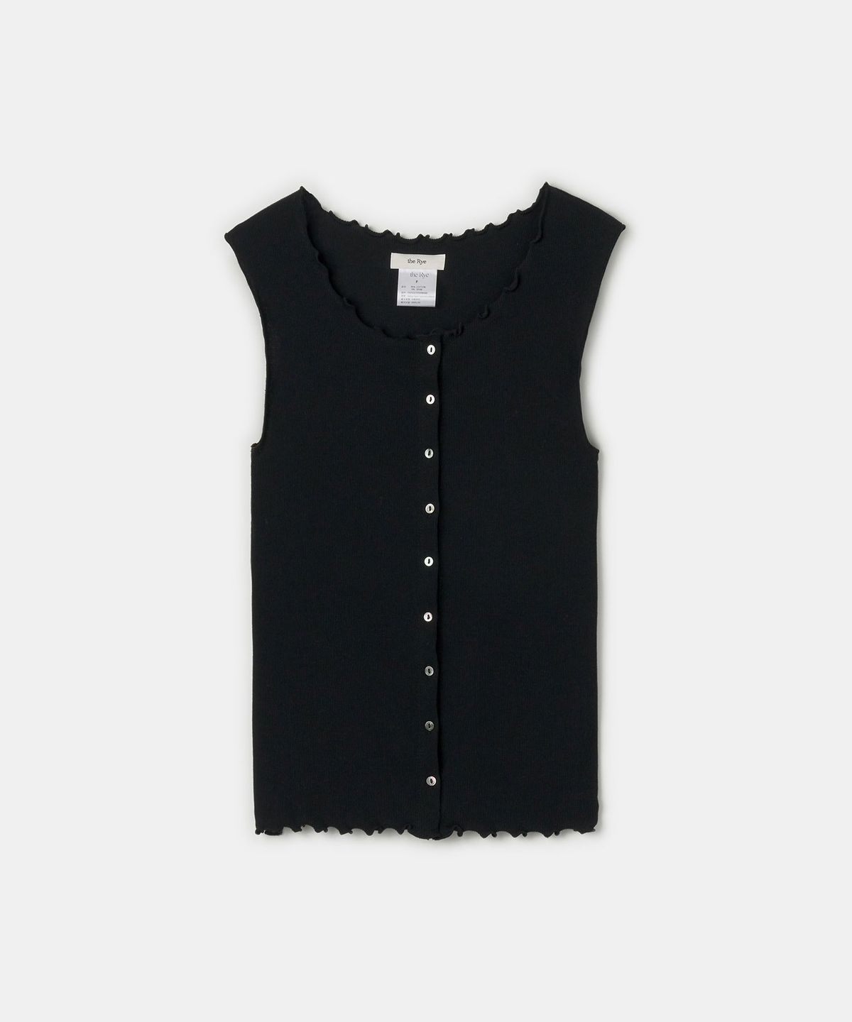 더라이(THERYE) Ribbed Open Sleeveless(Black)