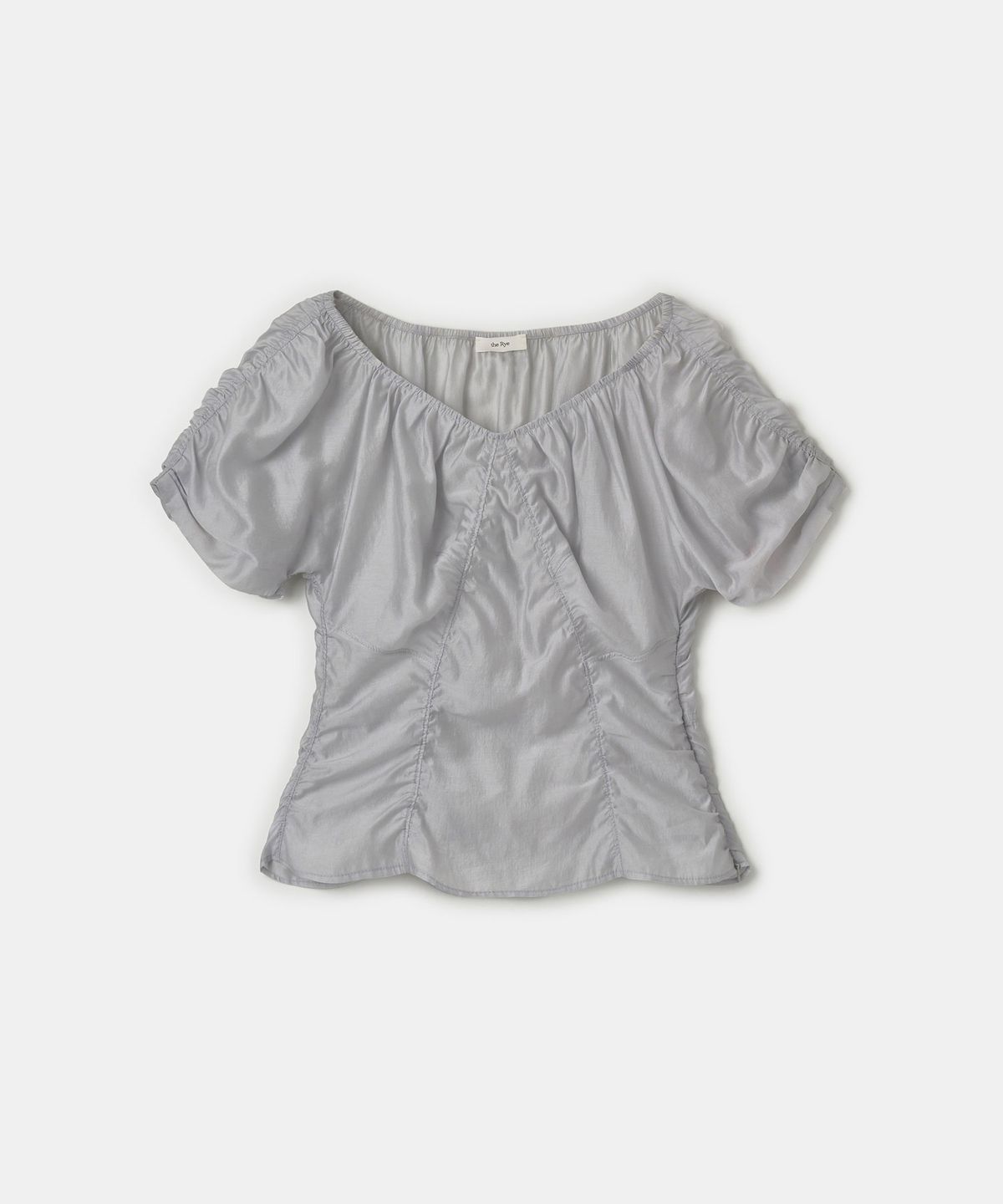더라이(THERYE) Silky Shirring Blouse(Light Grey)