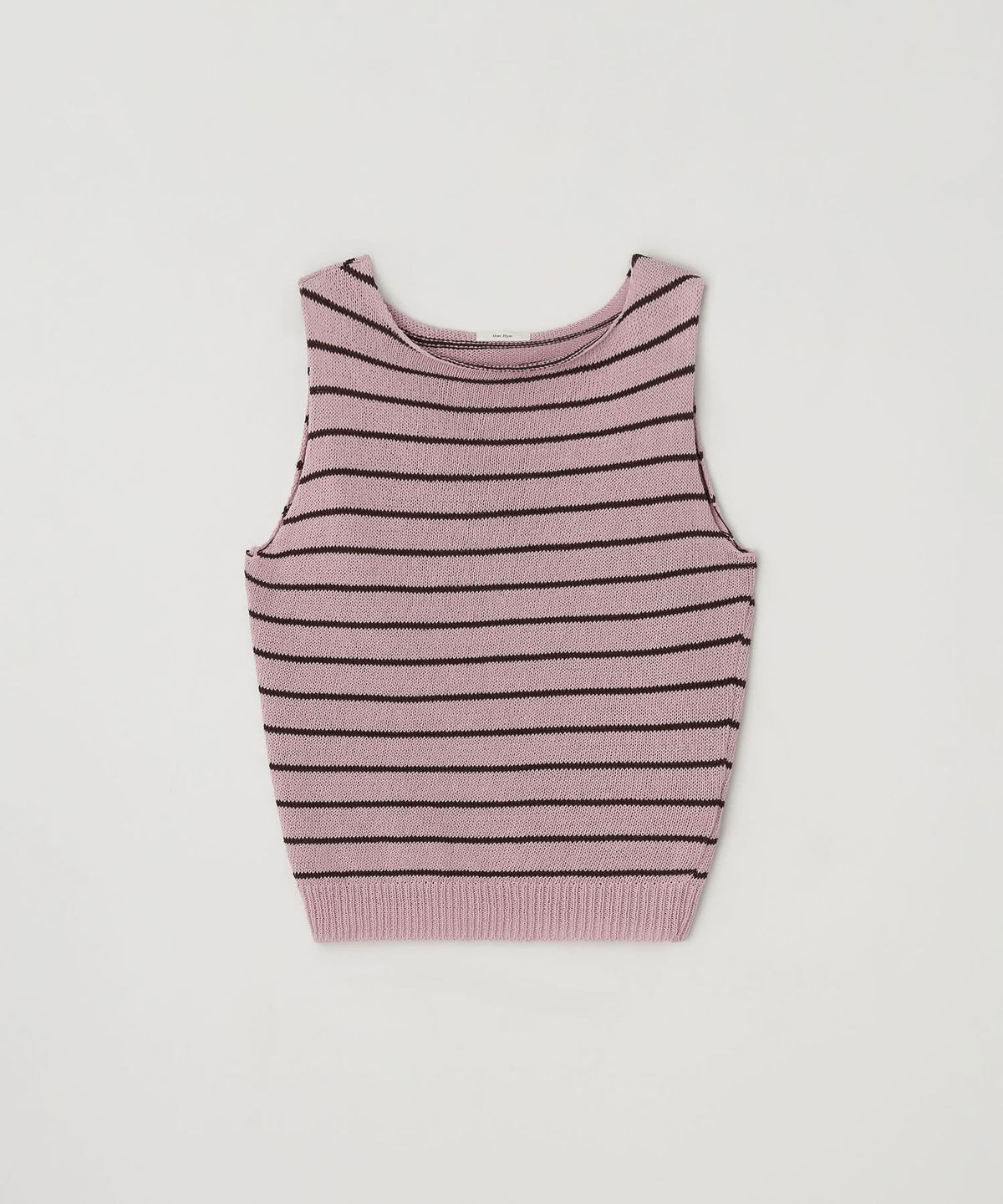 더라이(THERYE) Stripe Round Sleeveless Knit(Light Pink)