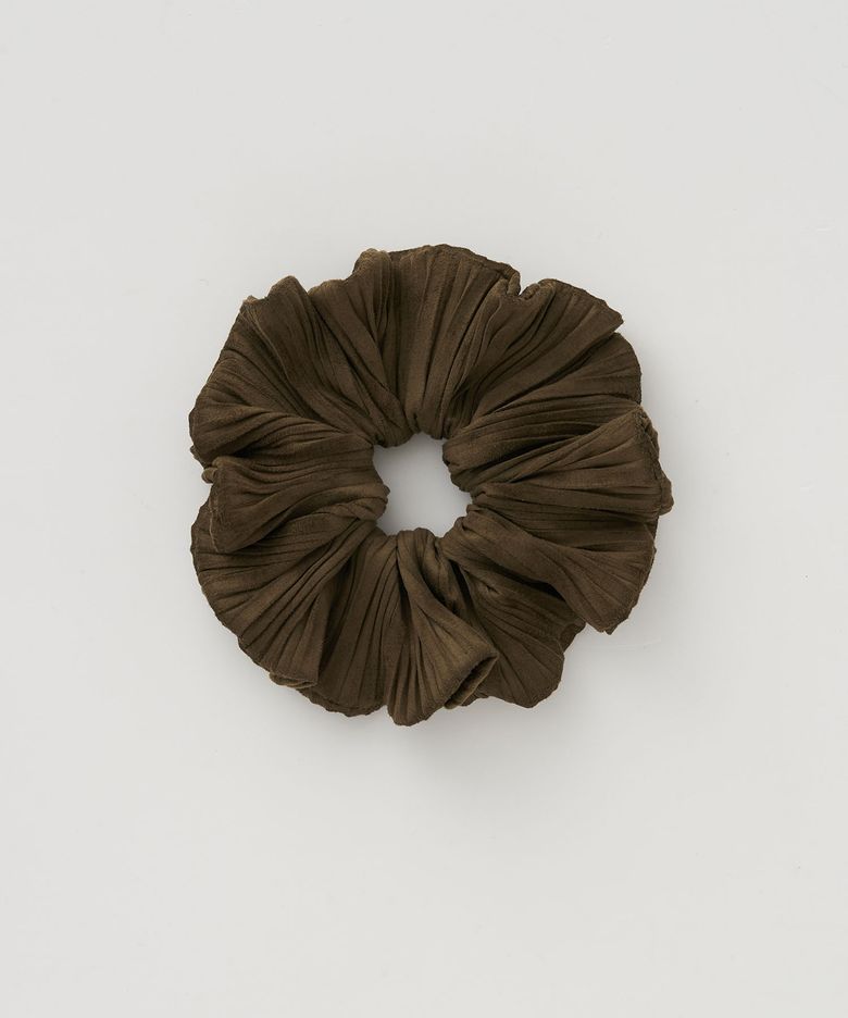 Suede Pleats Scrunchie(Khaki)
