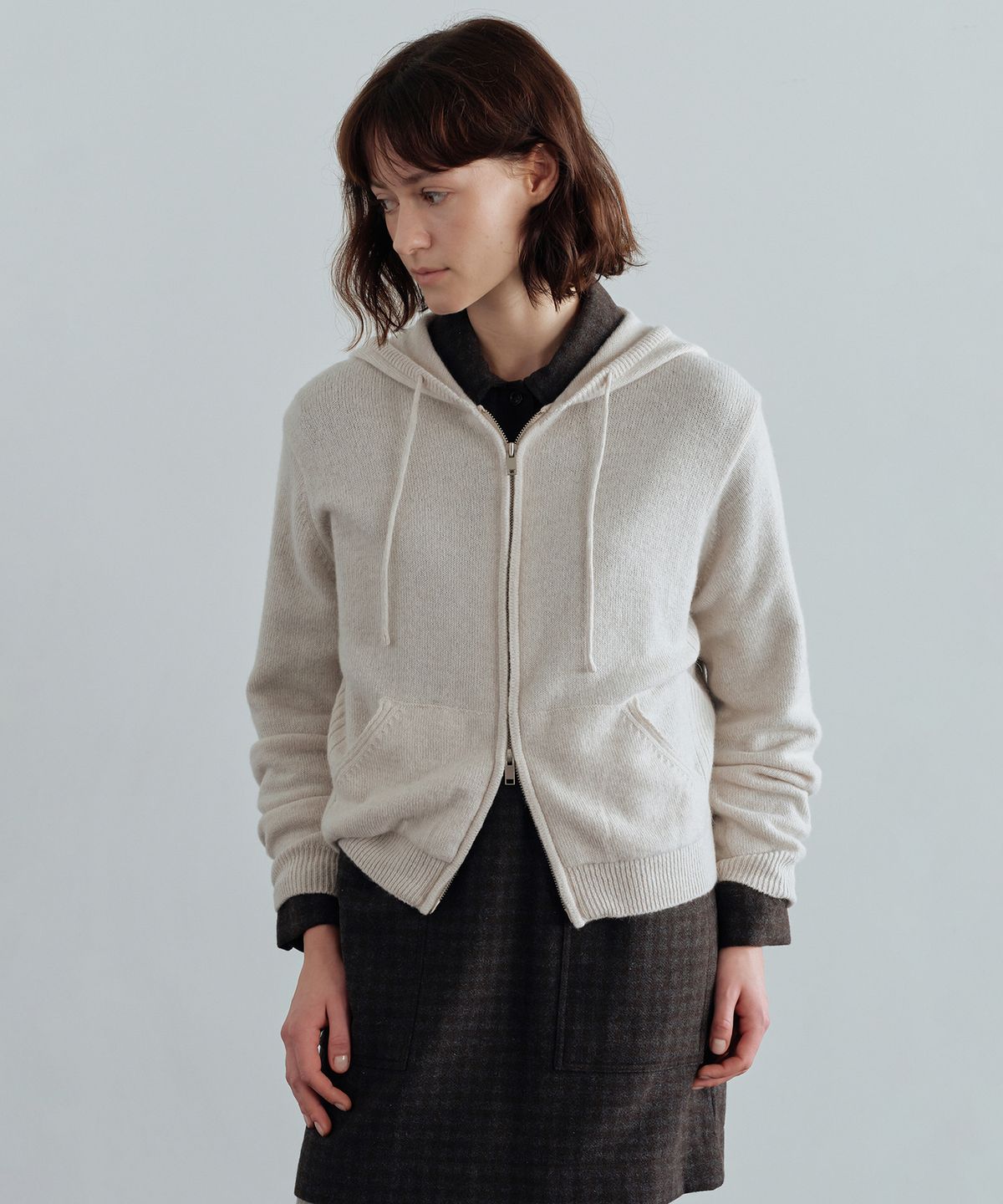 더라이(THERYE) Alpaca Hood knit Zip-up(Oatmeal)