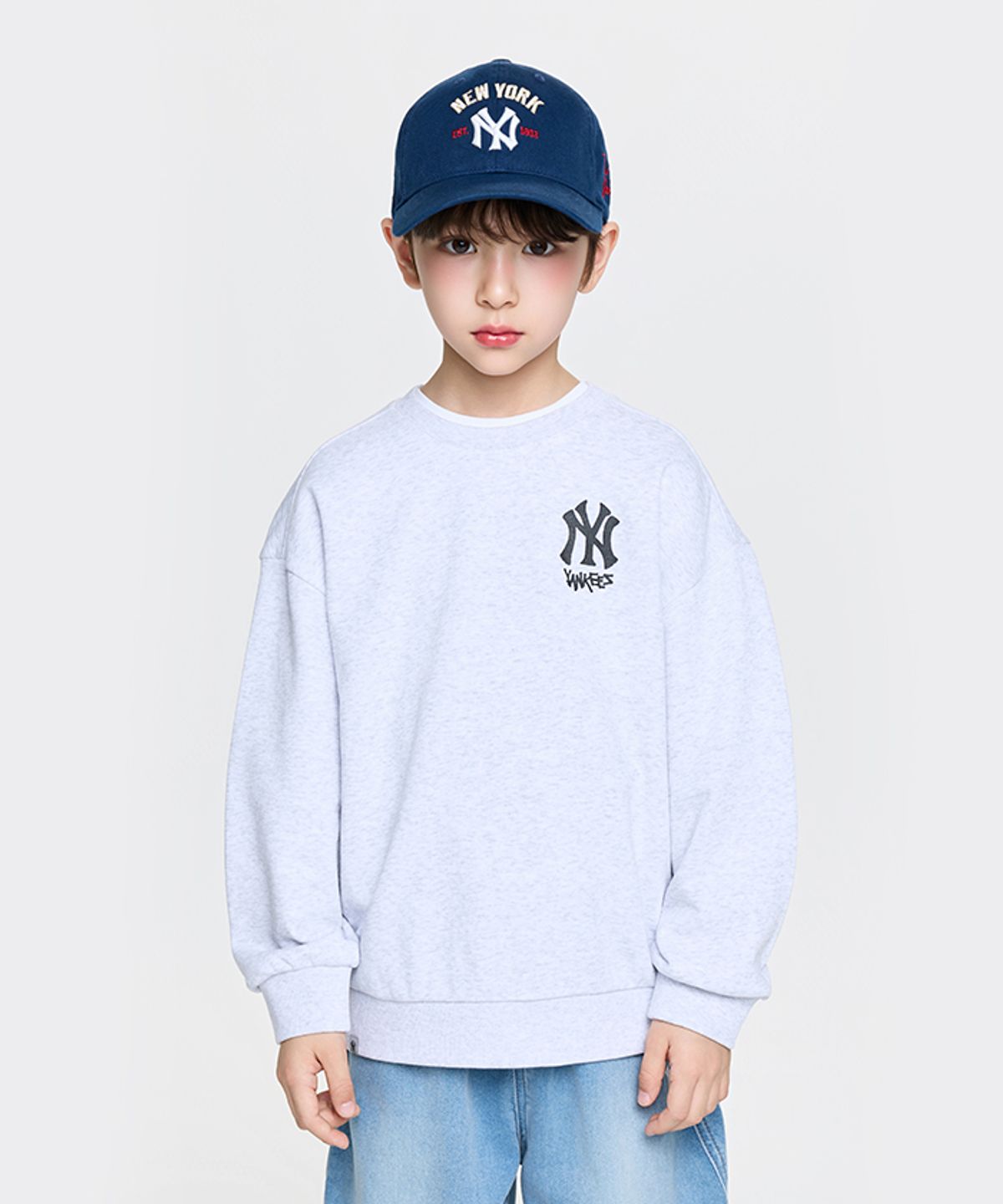 엠엘비 키즈(MLB KIDS) 스트릿 베이직 아트웍 맨투맨 NY (L.Melange Grey)