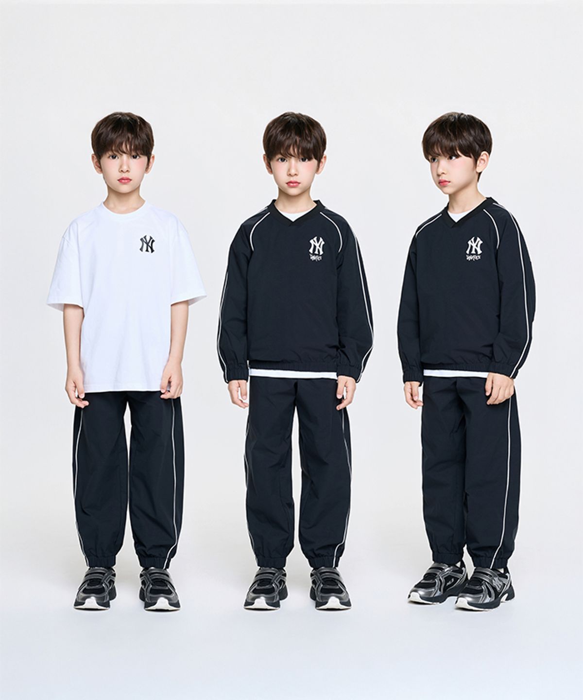 엠엘비 키즈(MLB KIDS) 스트릿 베이직 우븐 맨투맨 3 세트 NY (Black)