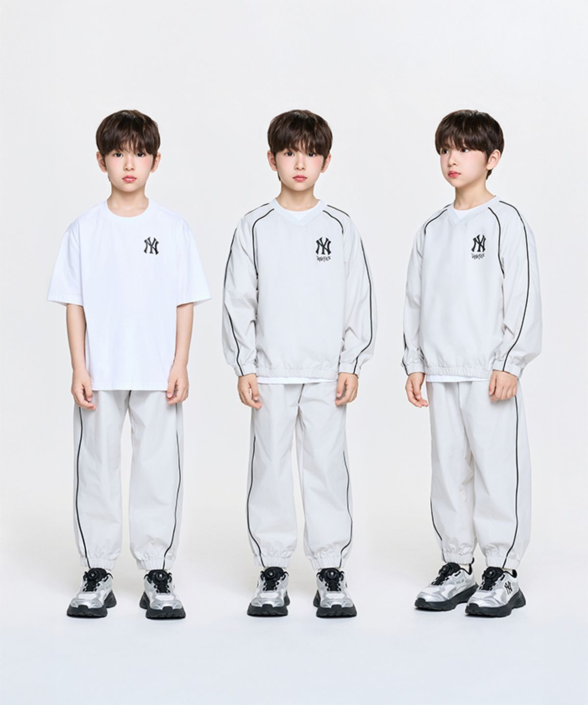 엠엘비 키즈(MLB KIDS) 스트릿 베이직 우븐 맨투맨 3 세트 NY (Mg.Cream)