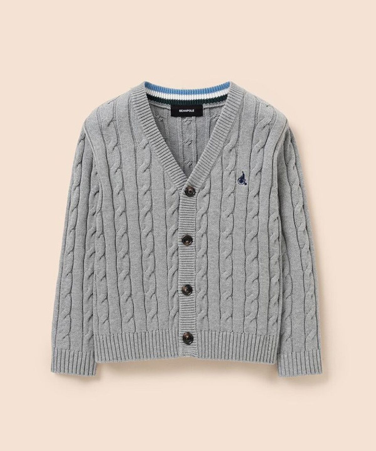 빈폴 키즈(BEANPOLE KIDS) [Essential] 클래식 케이블 브이넥 카디건  그레이 (BI615AUE33) (BI615AUE33)