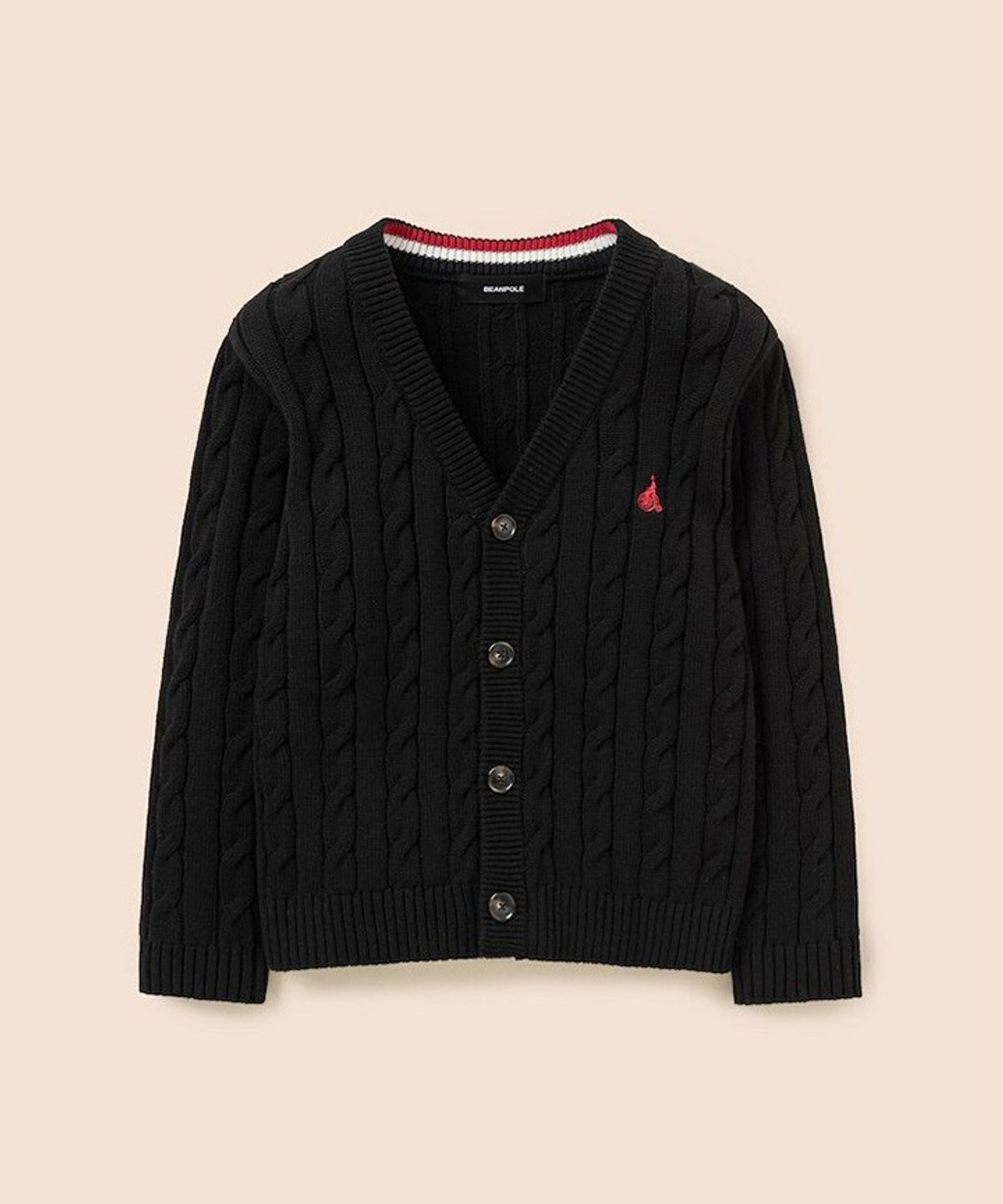 빈폴 키즈(BEANPOLE KIDS) [Essential] 클래식 케이블 브이넥 카디건  블랙 (BI615AUE35) (BI615AUE35)