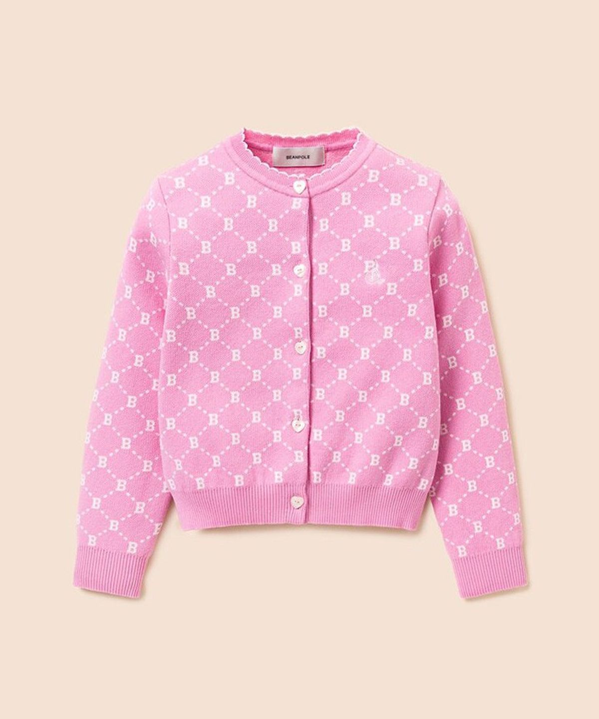 빈폴 키즈(BEANPOLE KIDS) 여아 모노그램 카디건  라이트 핑크 (BI615AG01Y)