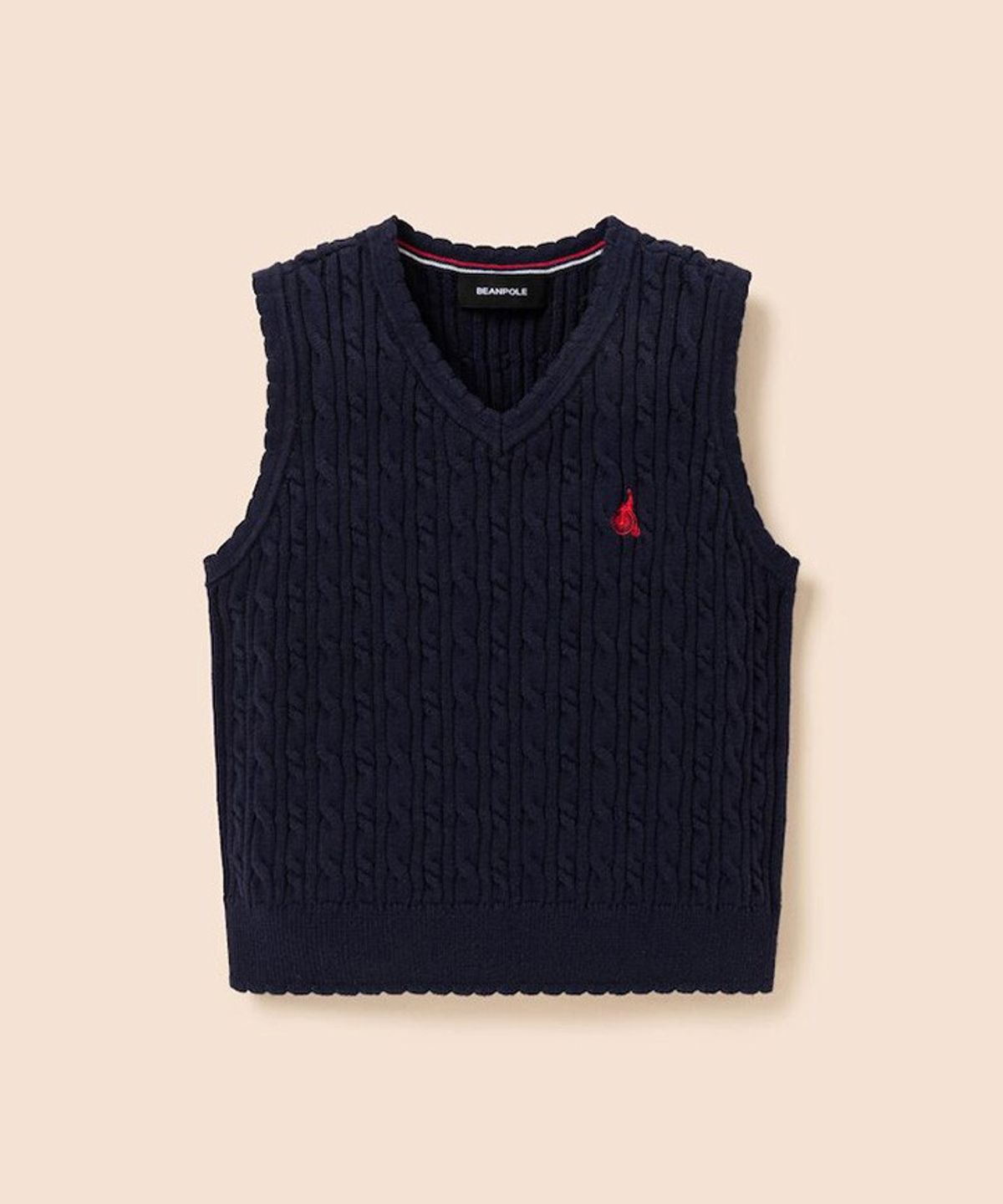 빈폴 키즈(BEANPOLE KIDS) [Essential] 여아 클래식 케이블 니트 베스트  네이비 (BI6151GE1R)