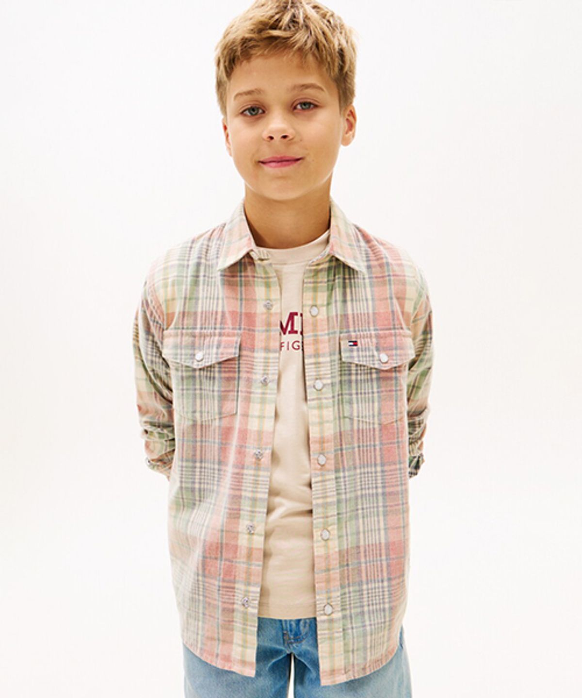 타미힐피거 키즈(TOMMY HILFIGER KIDS) 체크 포켓 코듀로이 셔츠
