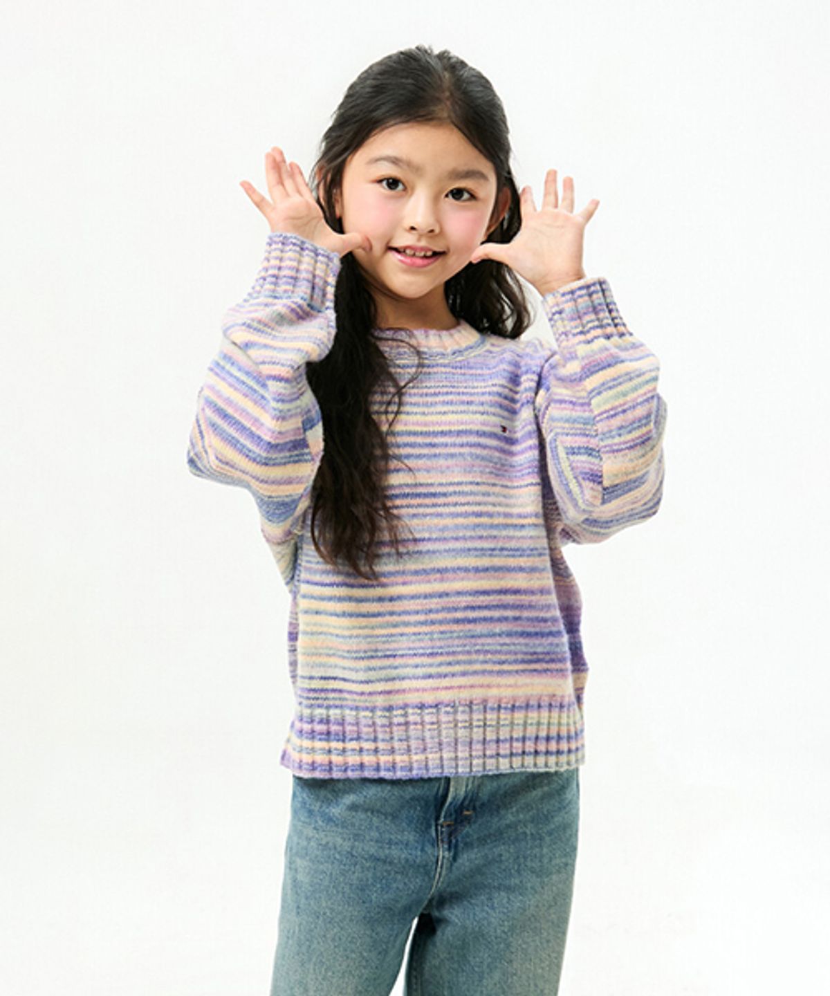 타미힐피거 키즈(TOMMY HILFIGER KIDS) 멜란지 스트라이프 니트 스웨터
