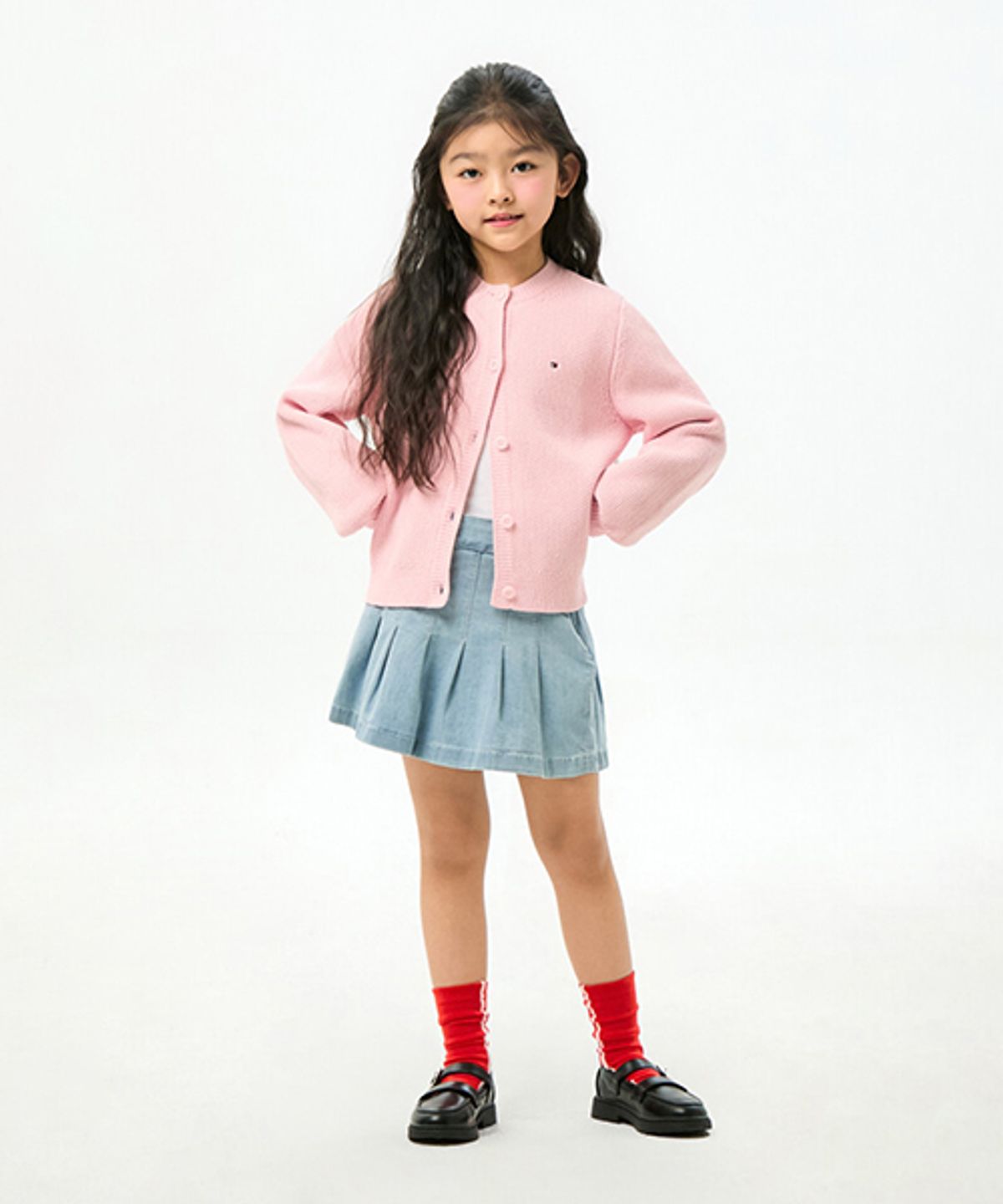 타미힐피거 키즈(TOMMY HILFIGER KIDS) 데님 플리츠 스커트