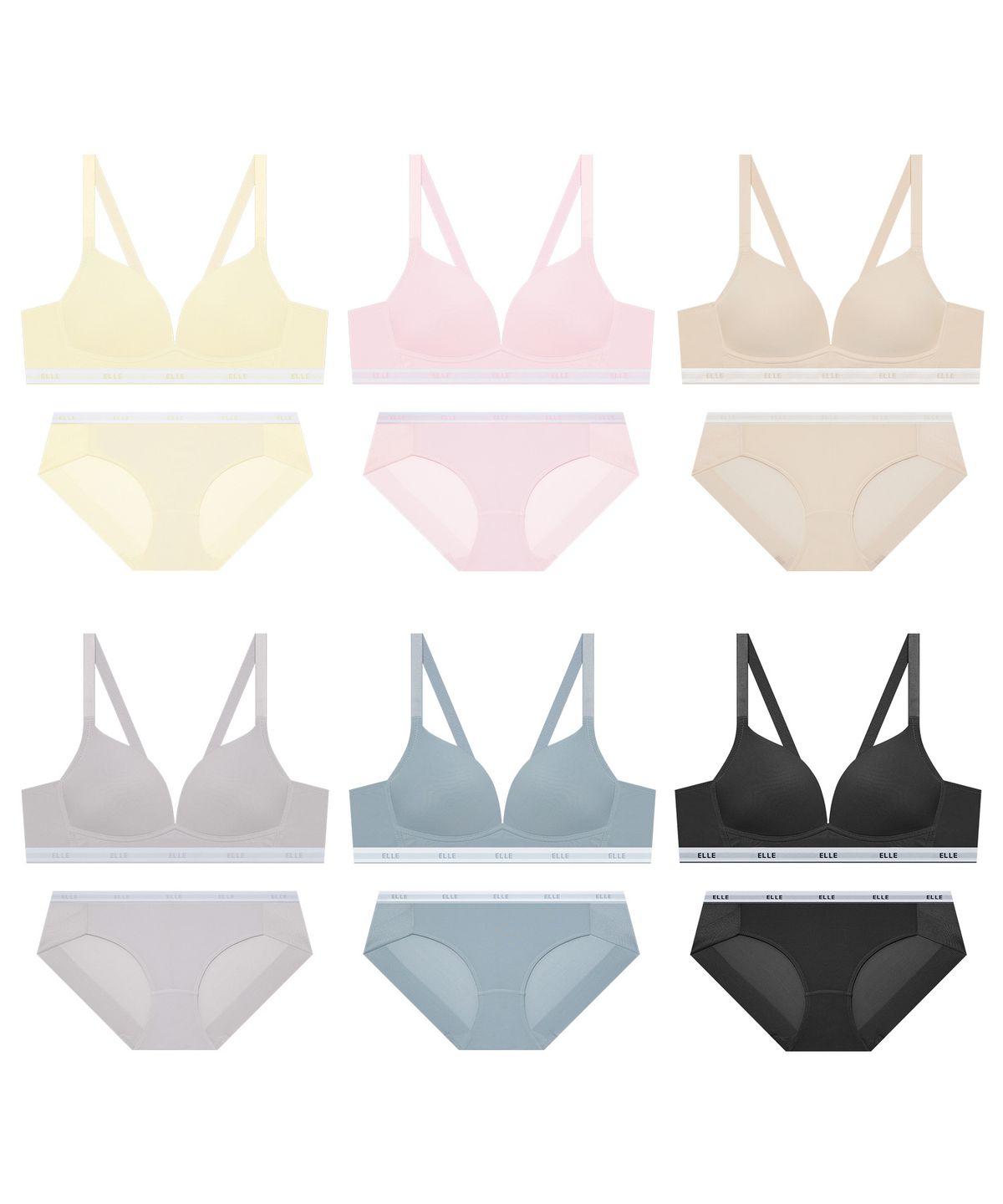 엘르이너웨어(ELLE INNERWEAR) 에어로쿨 컴포트핏 노와이어 브라 팬티 세트