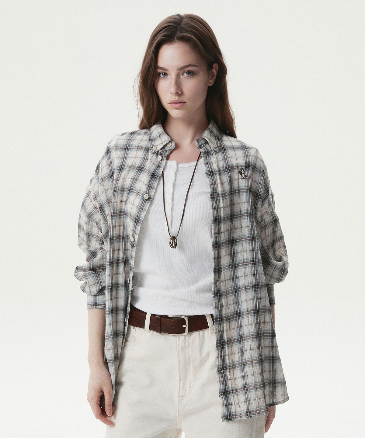 후아유(WHO.A.U) Summer Crinkle Check Shirts / WHYCG2371U