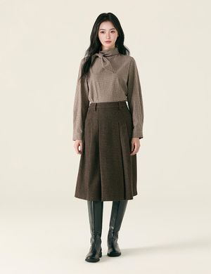 체크 미디플리츠 스커트_RMWHG11RT1