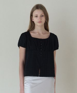 POLKA DOT PUFF SLEEVE BLOUSE_BLACK