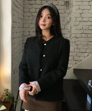 미디 트위드 자켓_RMJKG12S11_BLACK