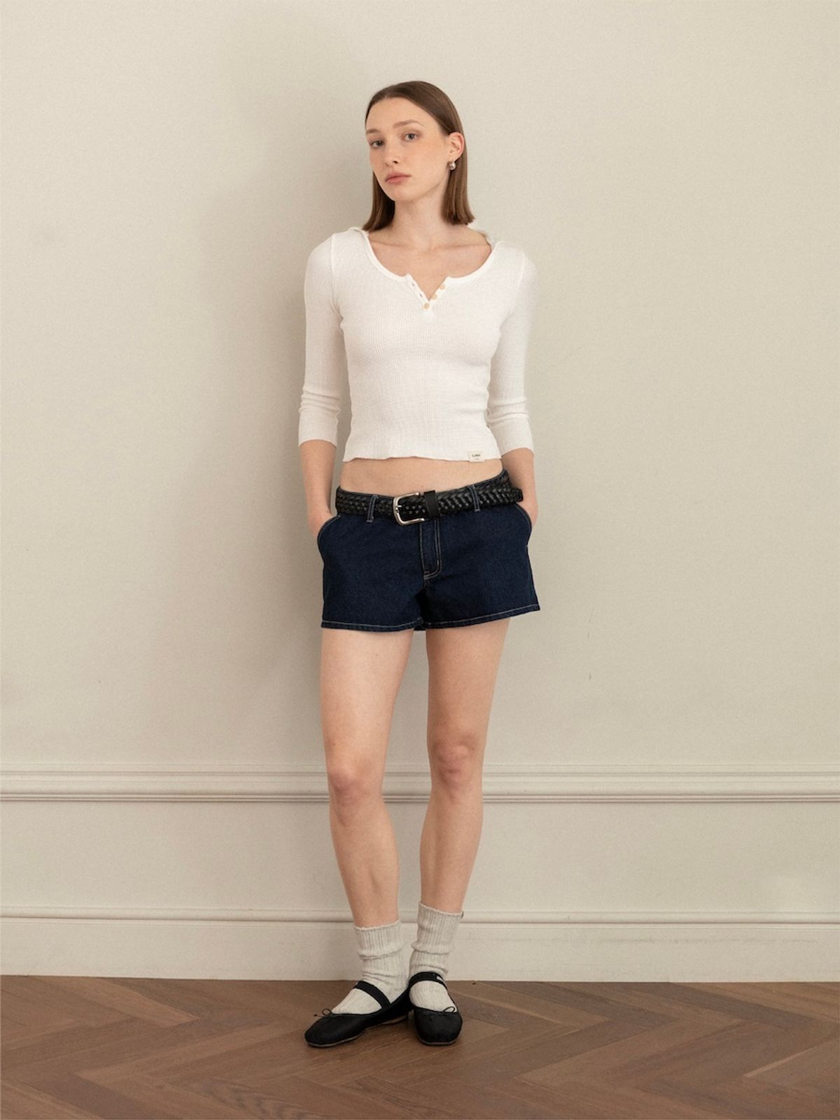 글로니(GLOWNY) THE RACHEL DENIM SHORTS (DEEP BLUE)