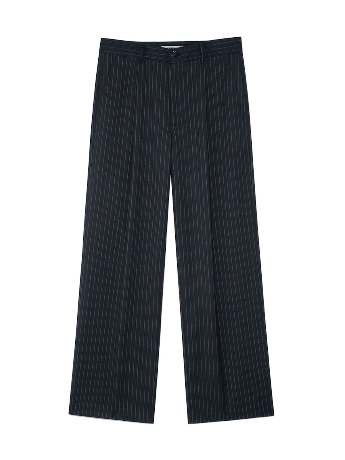 글로니(GLOWNY) G GENTLE WIDE LEG PINSTRIPE PANTS (NAVY)