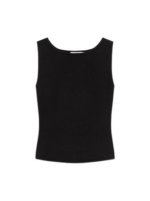 G KNIT SLIT SLEEVELESS TOP (BLACK)
