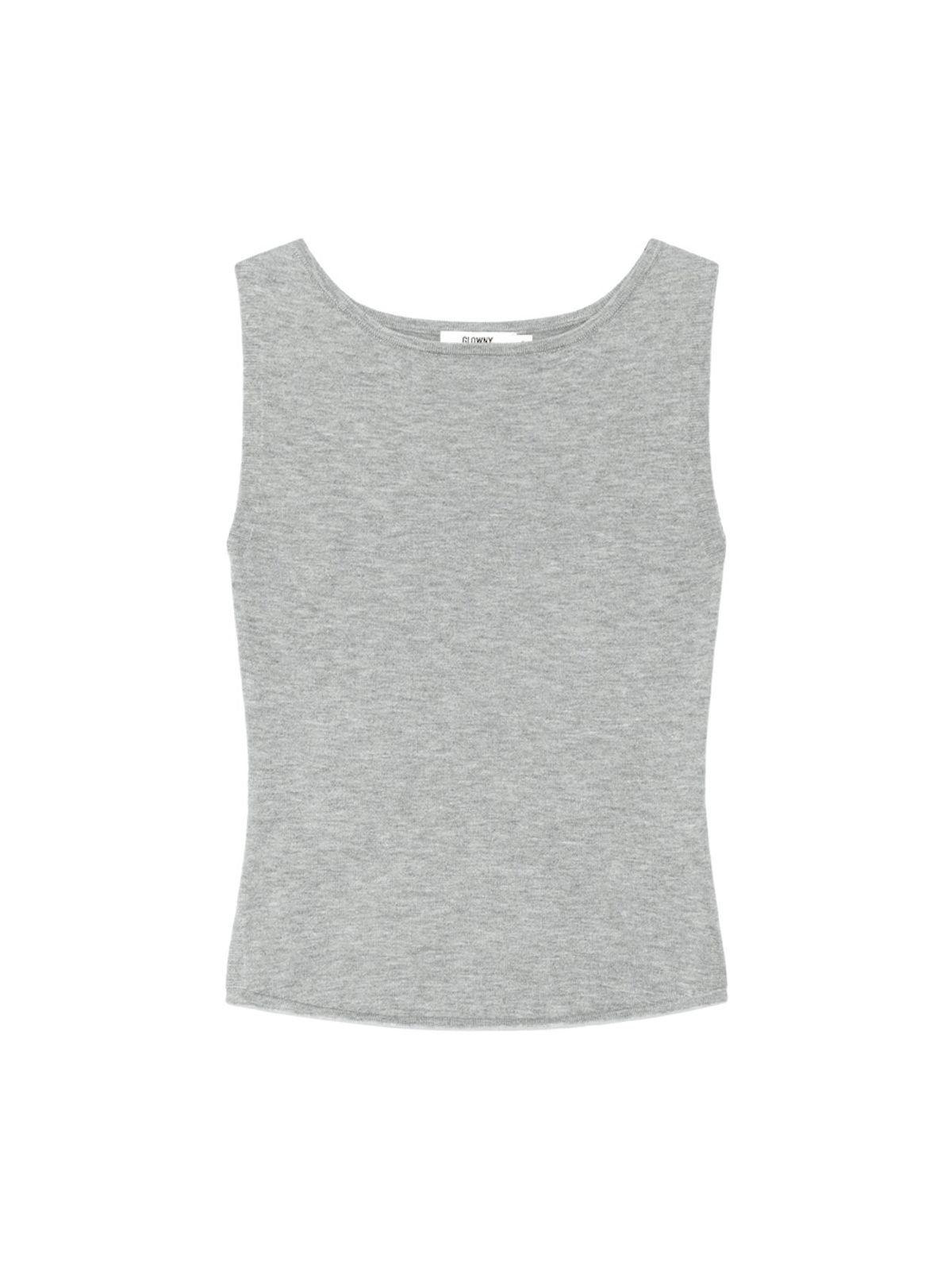 글로니(GLOWNY) G KNIT SLIT SLEEVELESS TOP (MELANGE GRAY)
