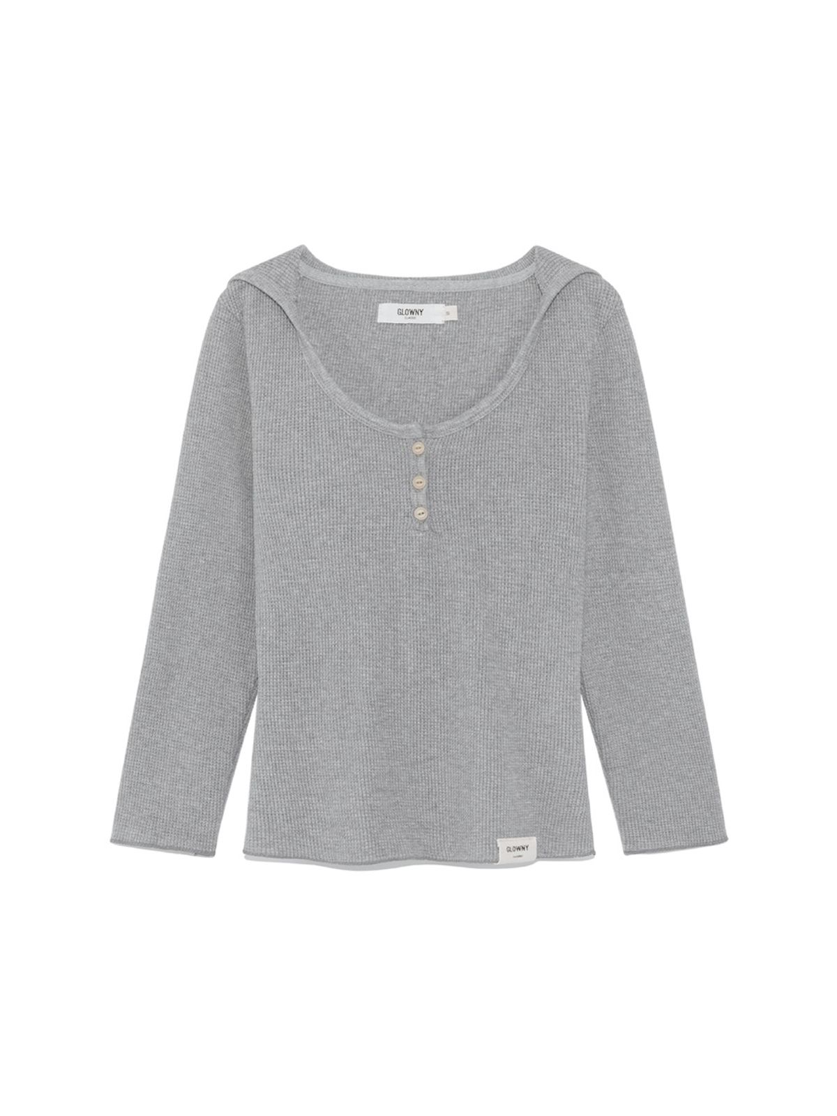 글로니(GLOWNY) 3/4 G WAFFLE BUTTON FLY TEE (GRAY)