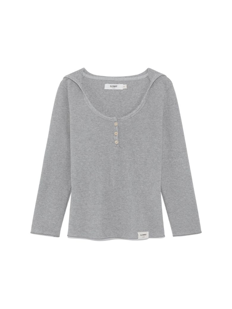 3/4 G WAFFLE BUTTON FLY TEE (GRAY)