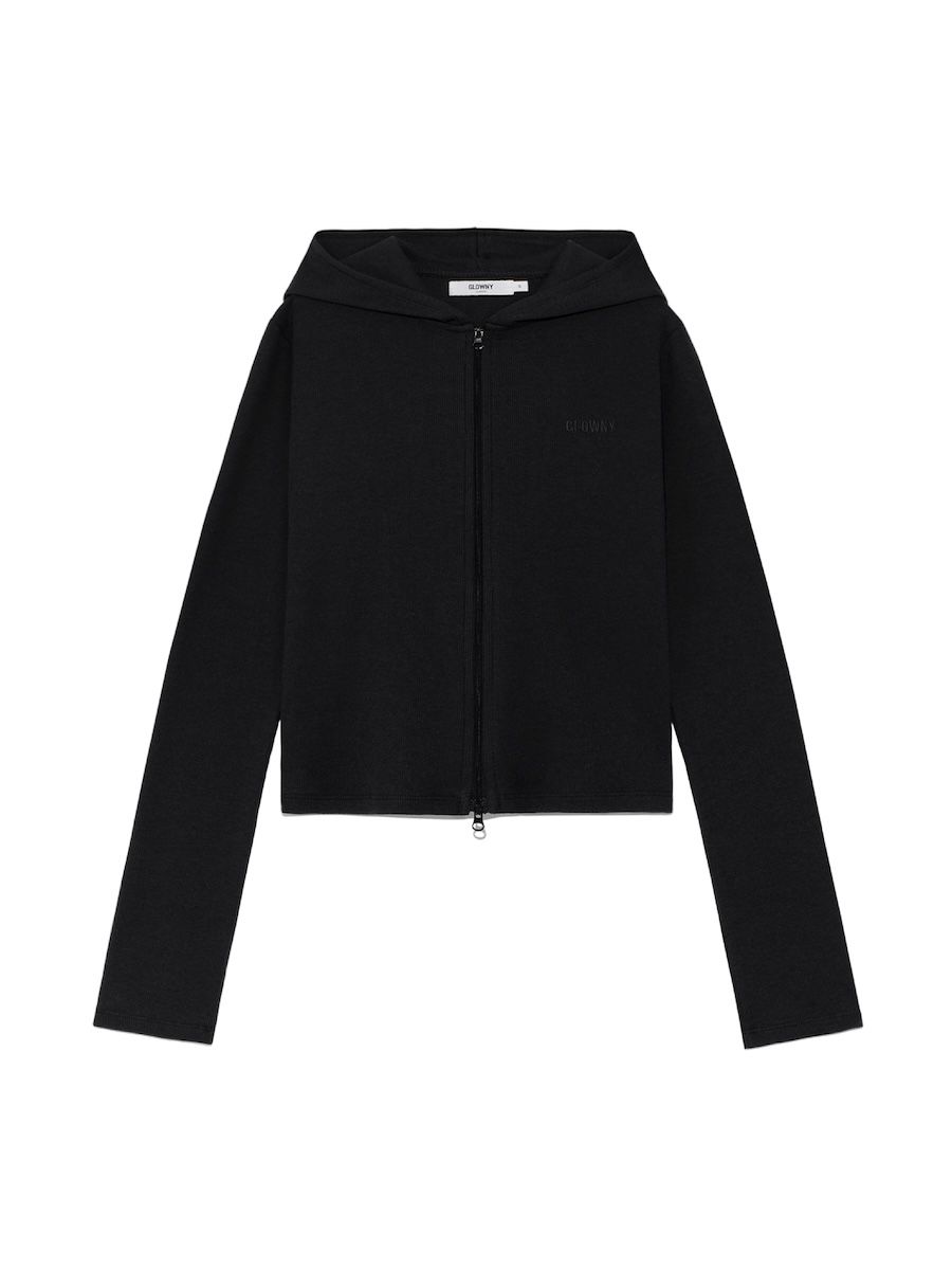 MUSINSA公式 | GLOWNY G CLASSIC ESSENTIAL RIB ZIP-UP (BLACK)