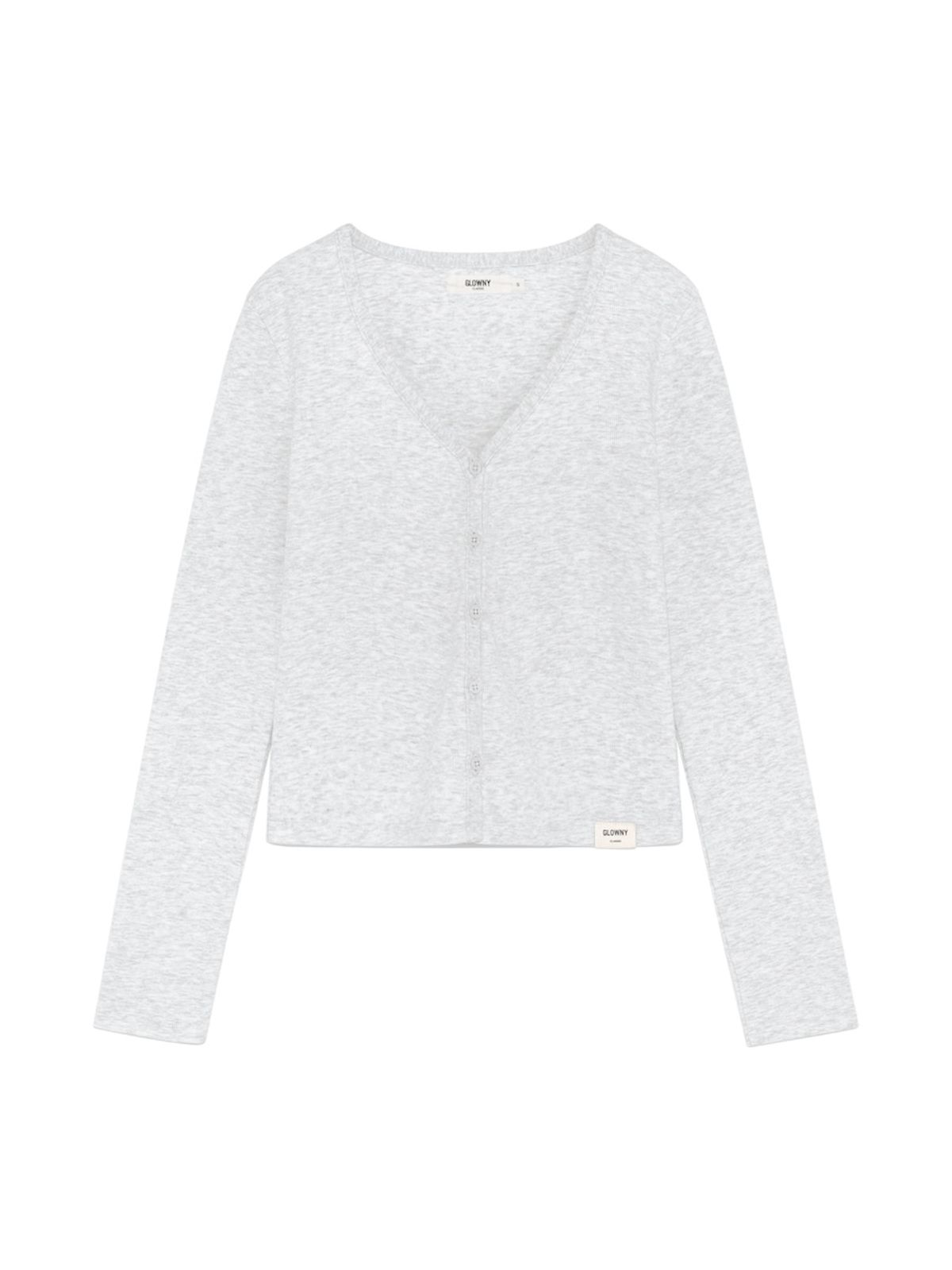 글로니(GLOWNY) G CLASSIC V-NECK CARDIGAN (WHITE MELANGE)