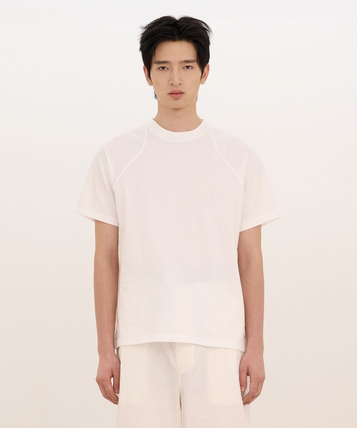 카사카사(KASAKASA) Curved Raglan T-Shirt White
