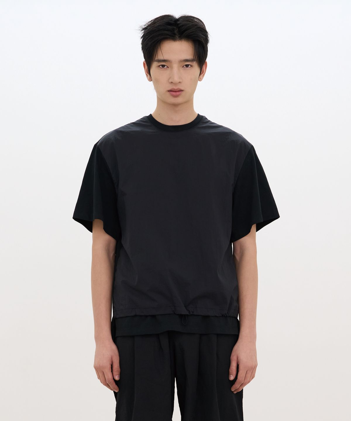카사카사(KASAKASA) Drawstring Layered T-Shirt Black