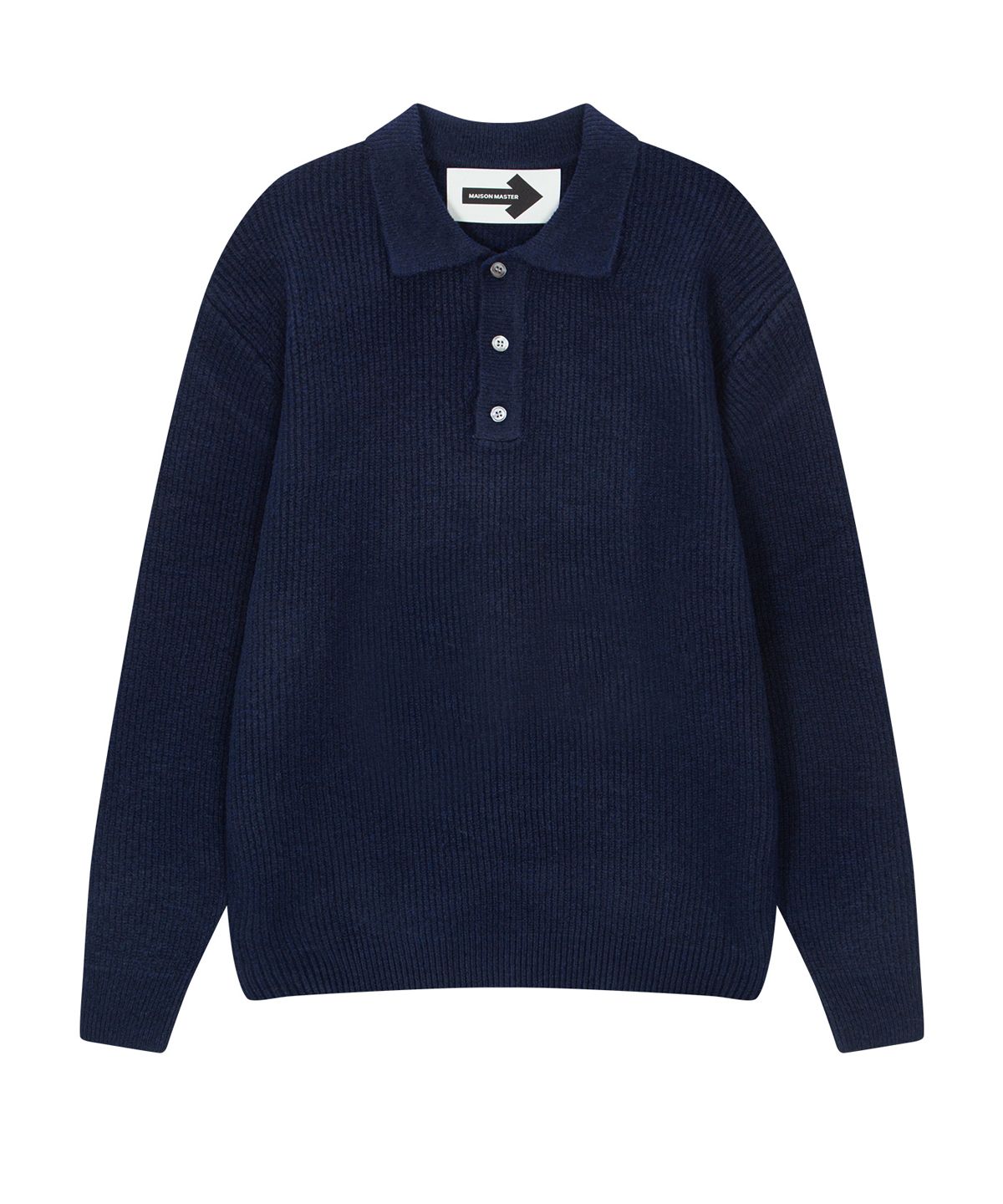 메종마스터(MAISON MASTER) 카라 골지올더 PK 니트 네이비(navy)