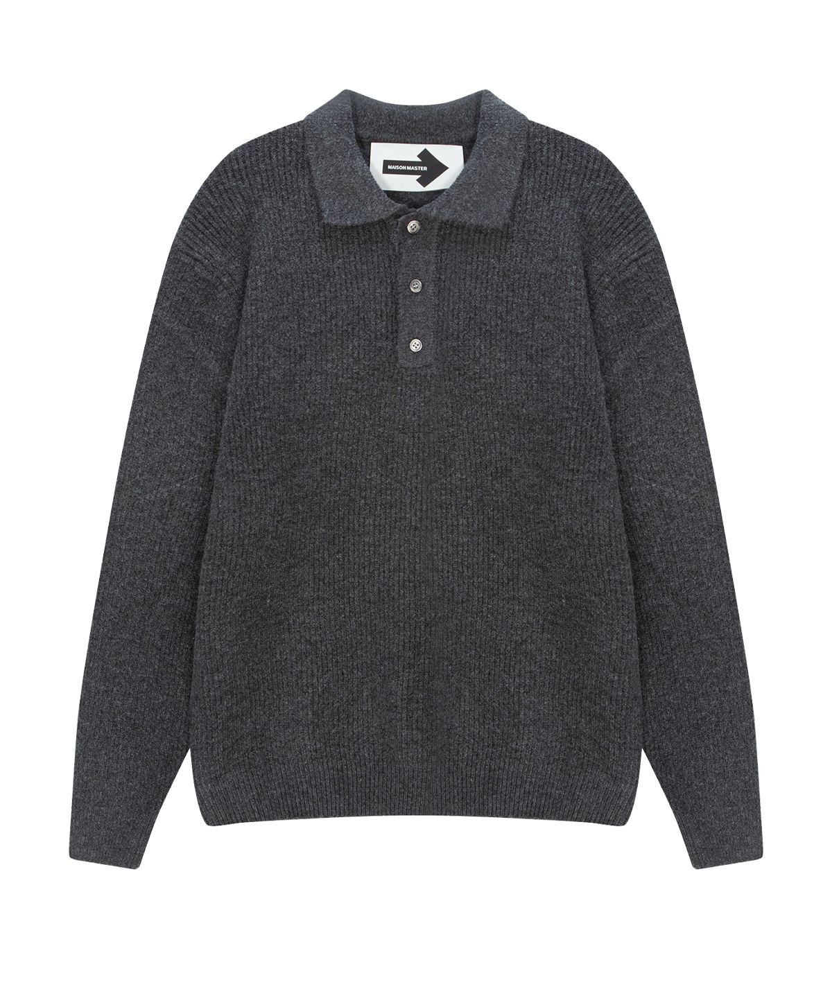 메종마스터(MAISON MASTER) 카라 골지올더 PK 니트 차콜(charcoal)