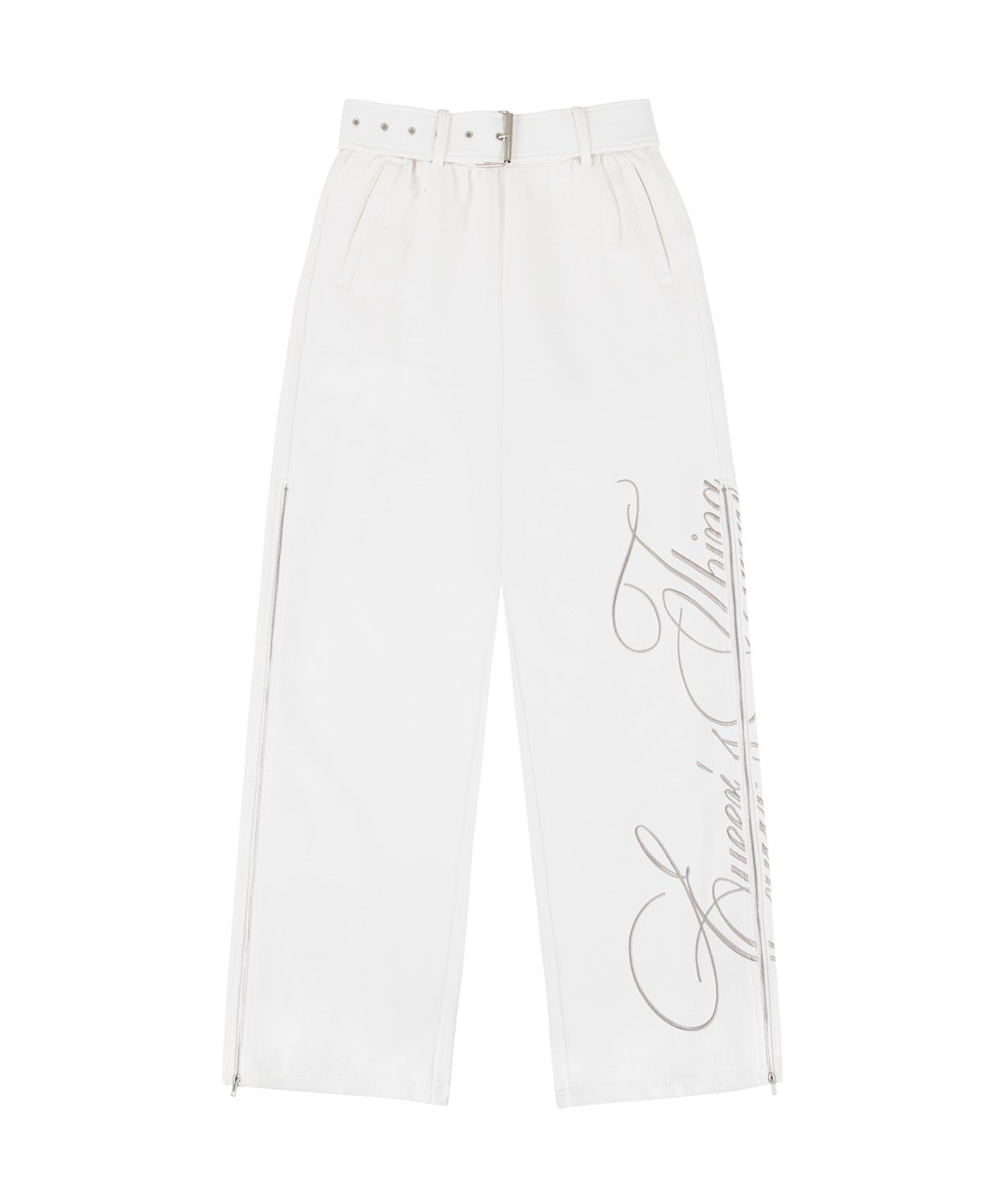 이와이이알(EYEER) Belted Zip-up Sweatpants - White
