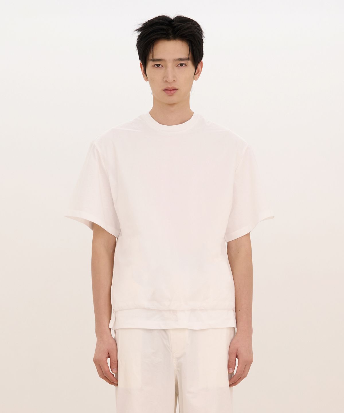카사카사(KASAKASA) Drawstring Layered T-Shirt White