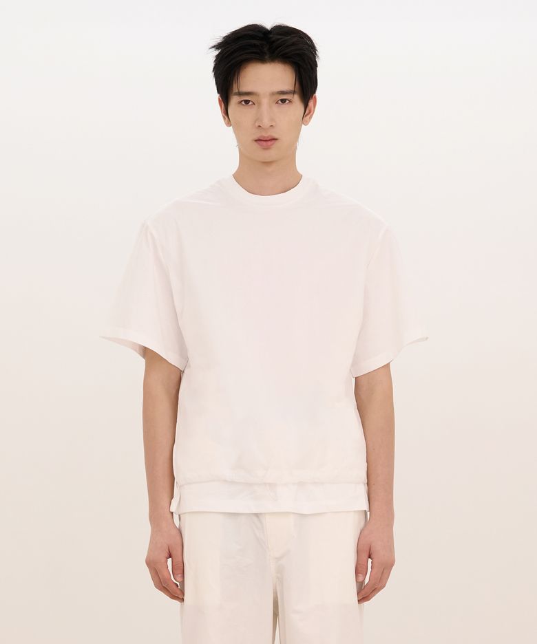 Drawstring Layered T-Shirt White